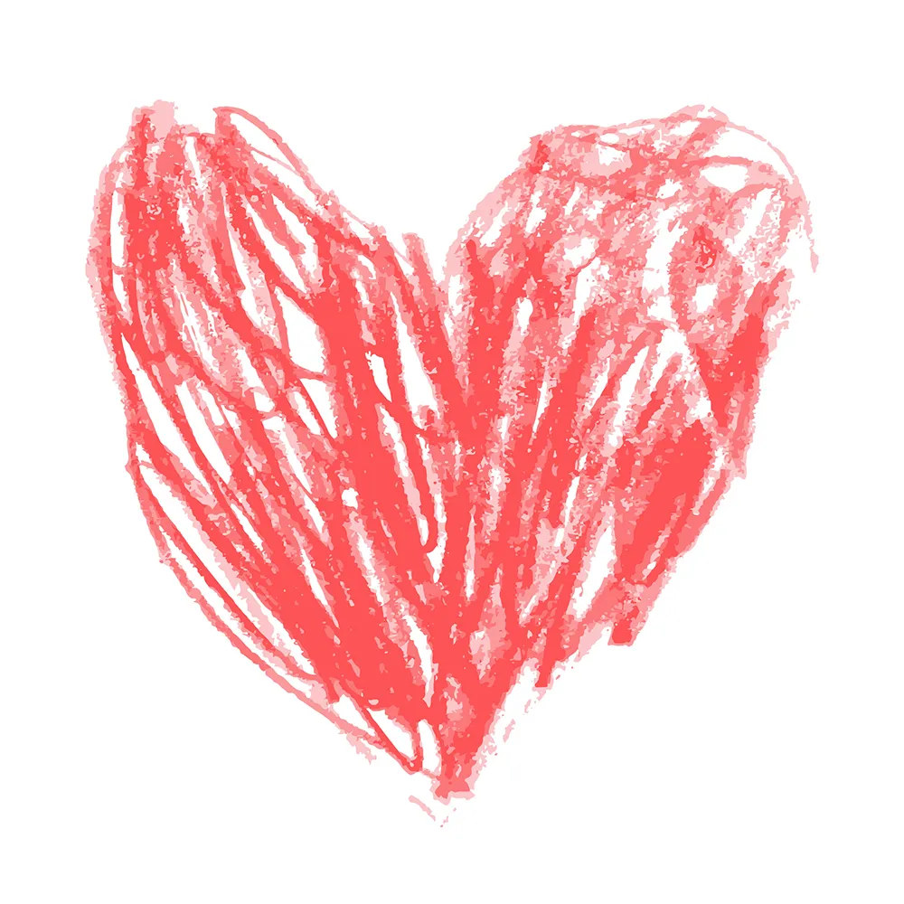 Heart created with crayons